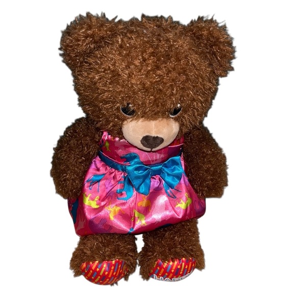 Build-A-Bear Workshop bab Brown Teddy Bear “Happy Birthday” Plush Pink Dress - Picture 1 of 3